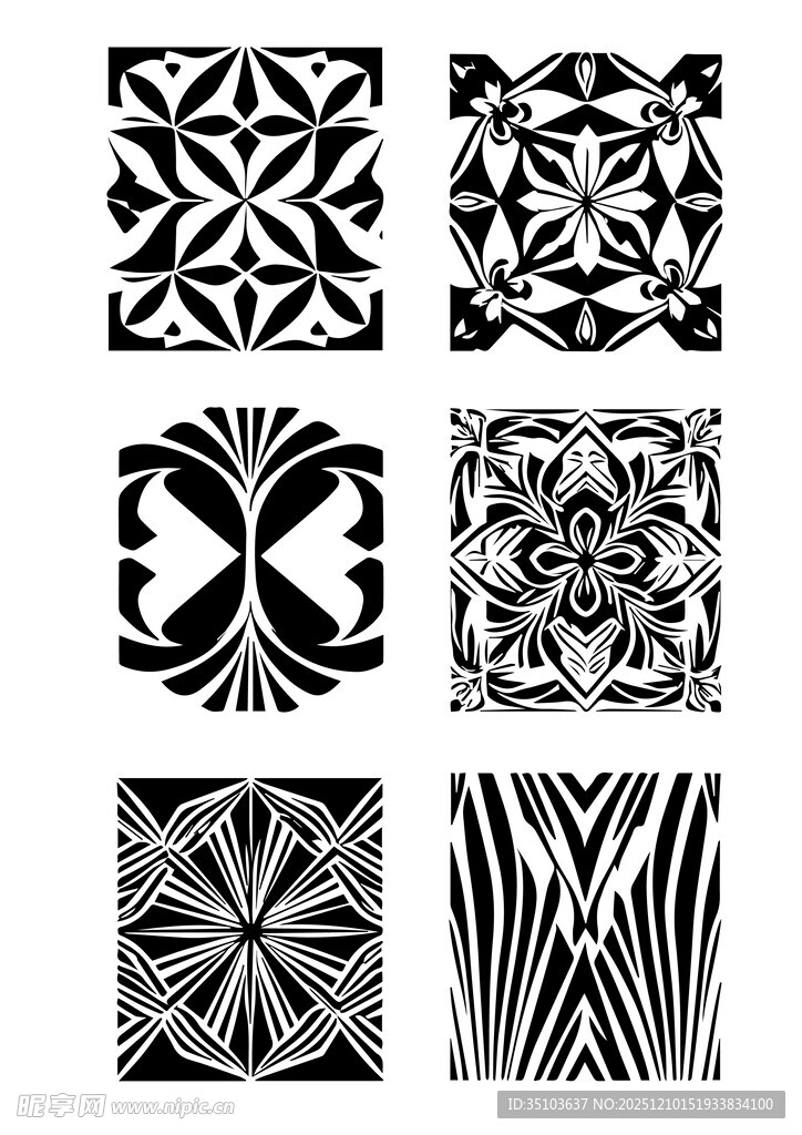 黑白几何装饰图案集合