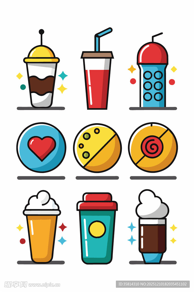 多彩美味的各式饮品甜点