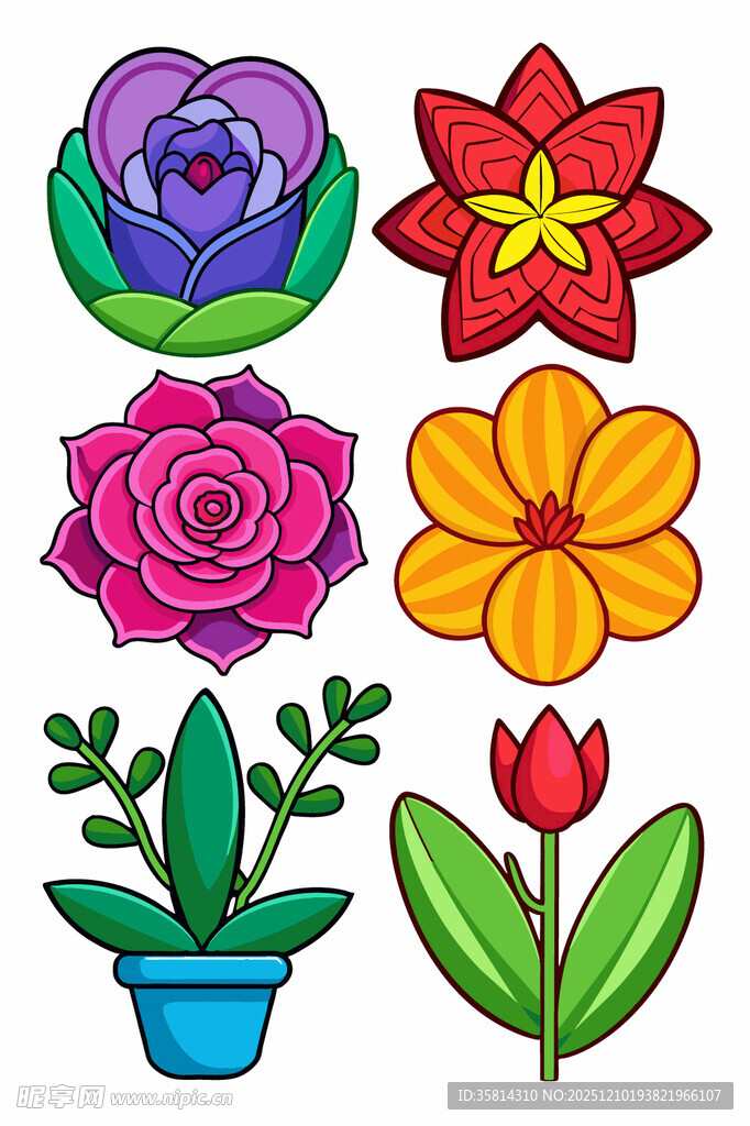 多彩手绘花卉图案集合