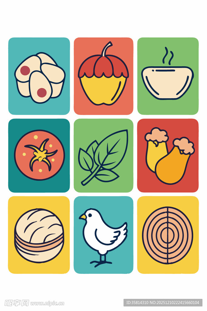 多彩食物图标集合