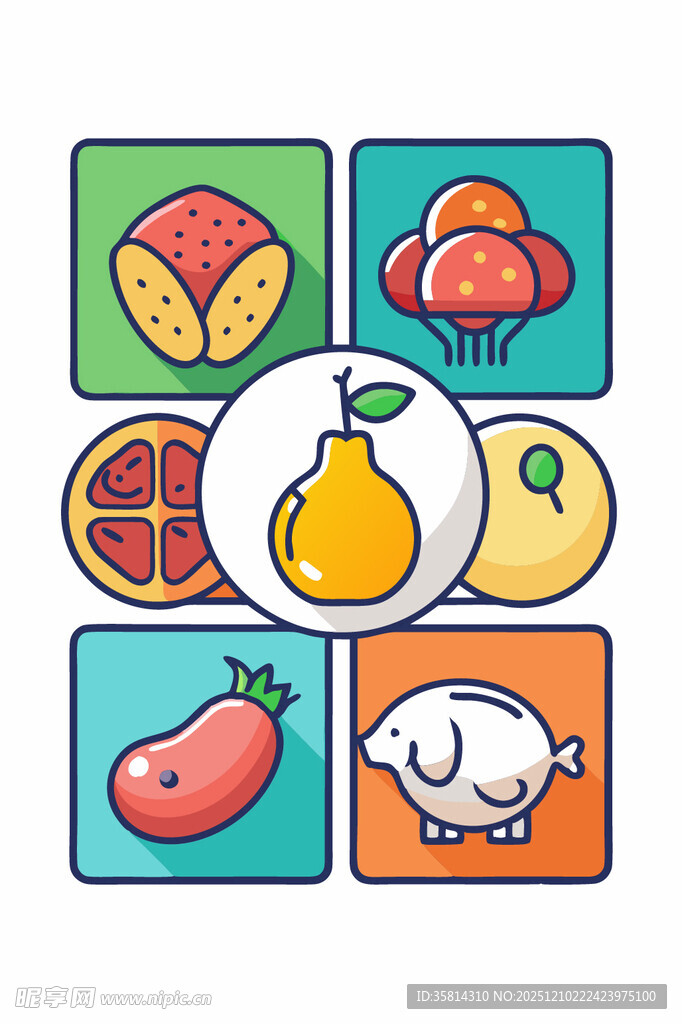 多彩食物图标集合