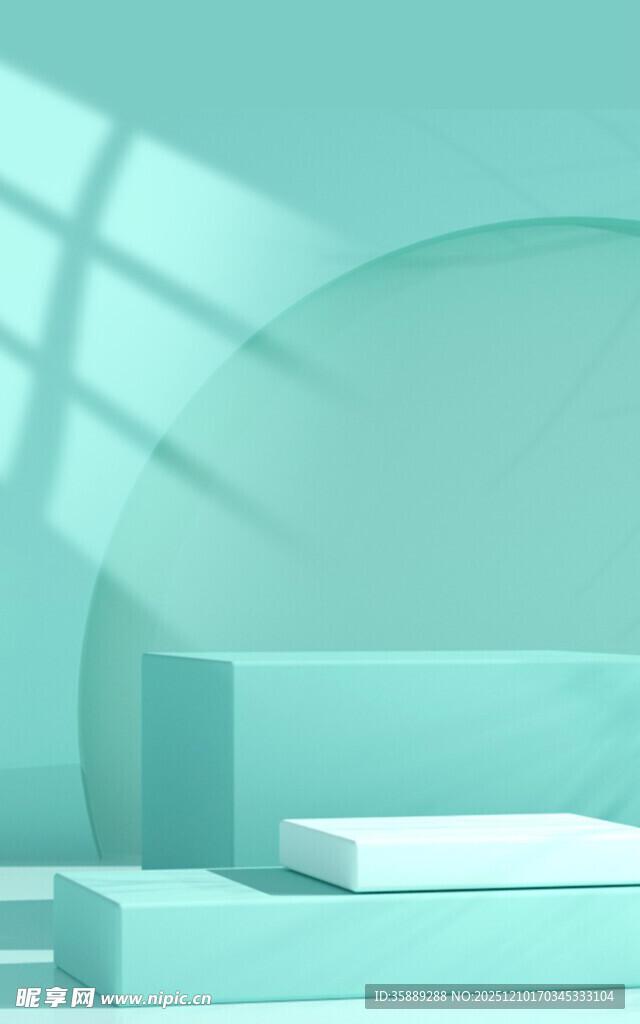 淡蓝色简约几何空间场景