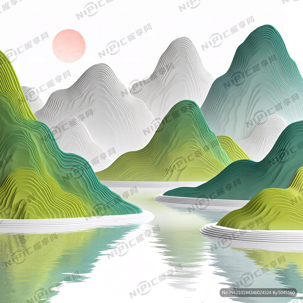 阳朔的山水线条画设计