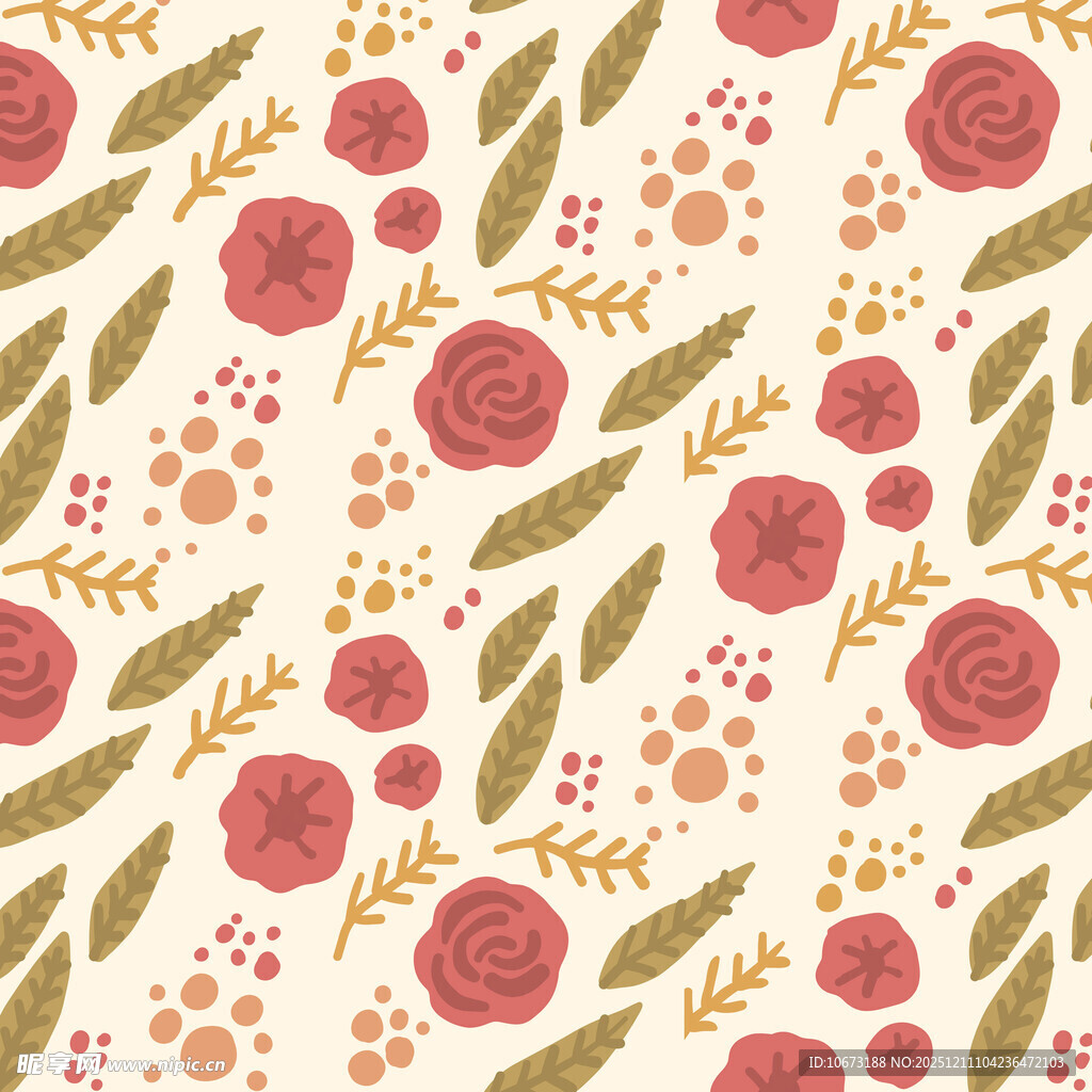 花卉植物无缝图案设计