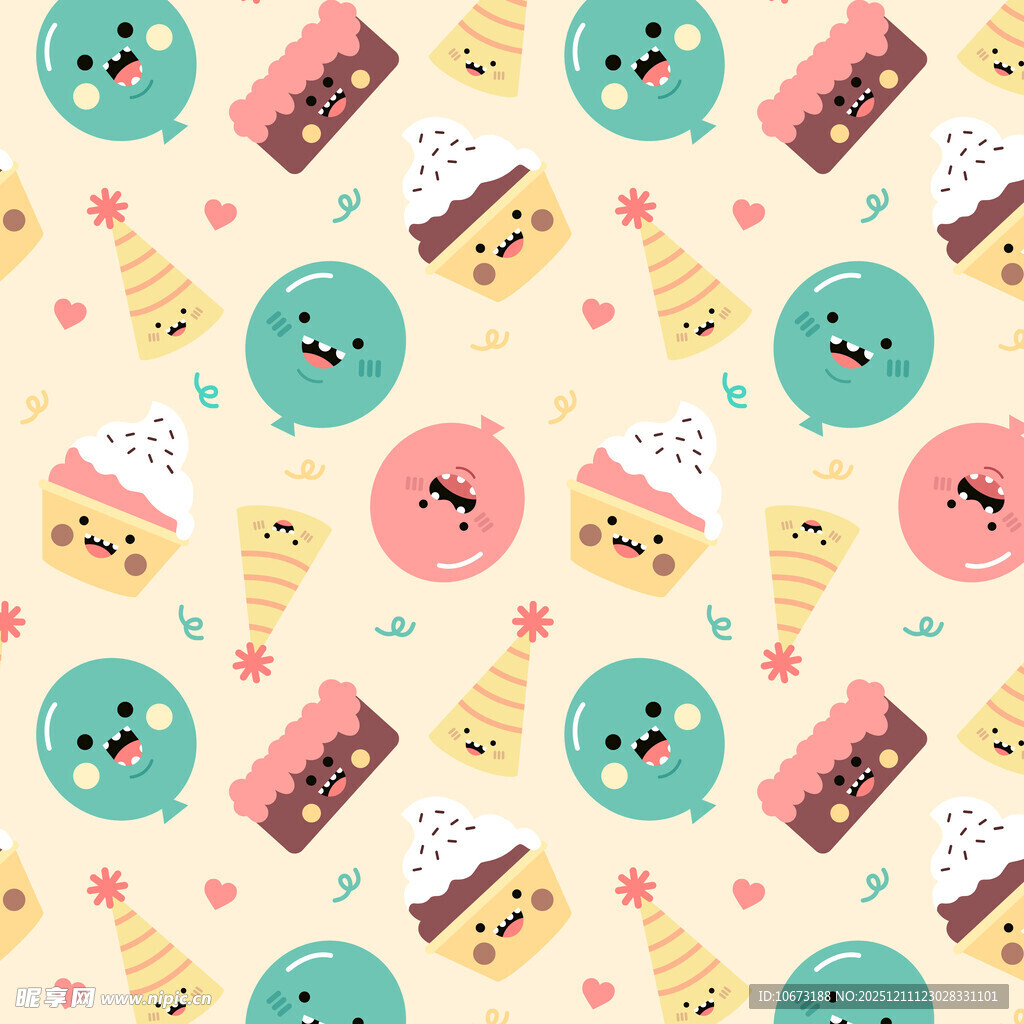 可爱甜点图案背景花纹