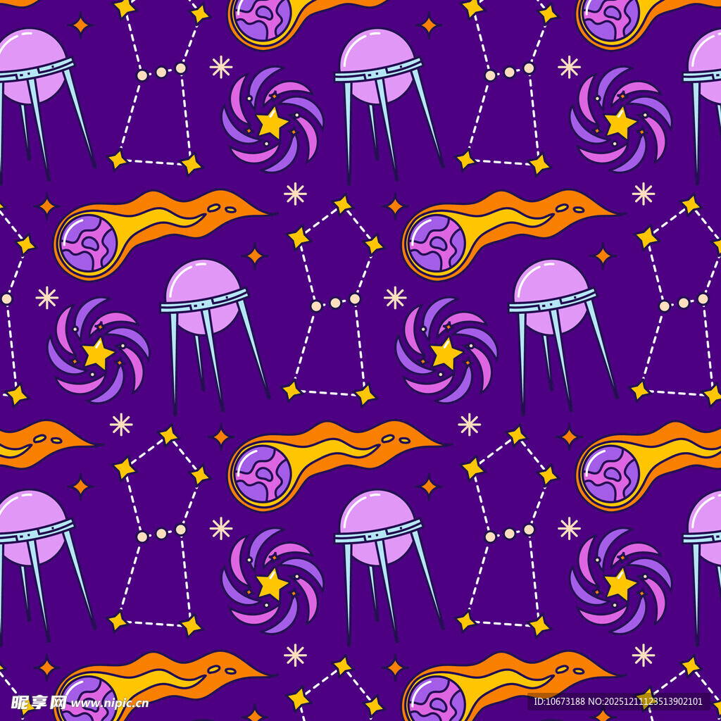 梦幻宇宙元素无缝图案