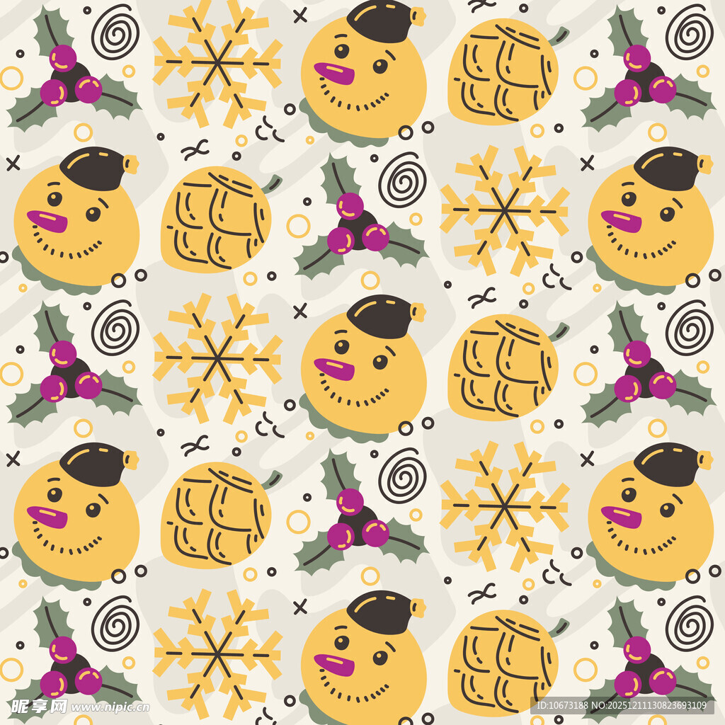笑脸雪花圣诞图案背景