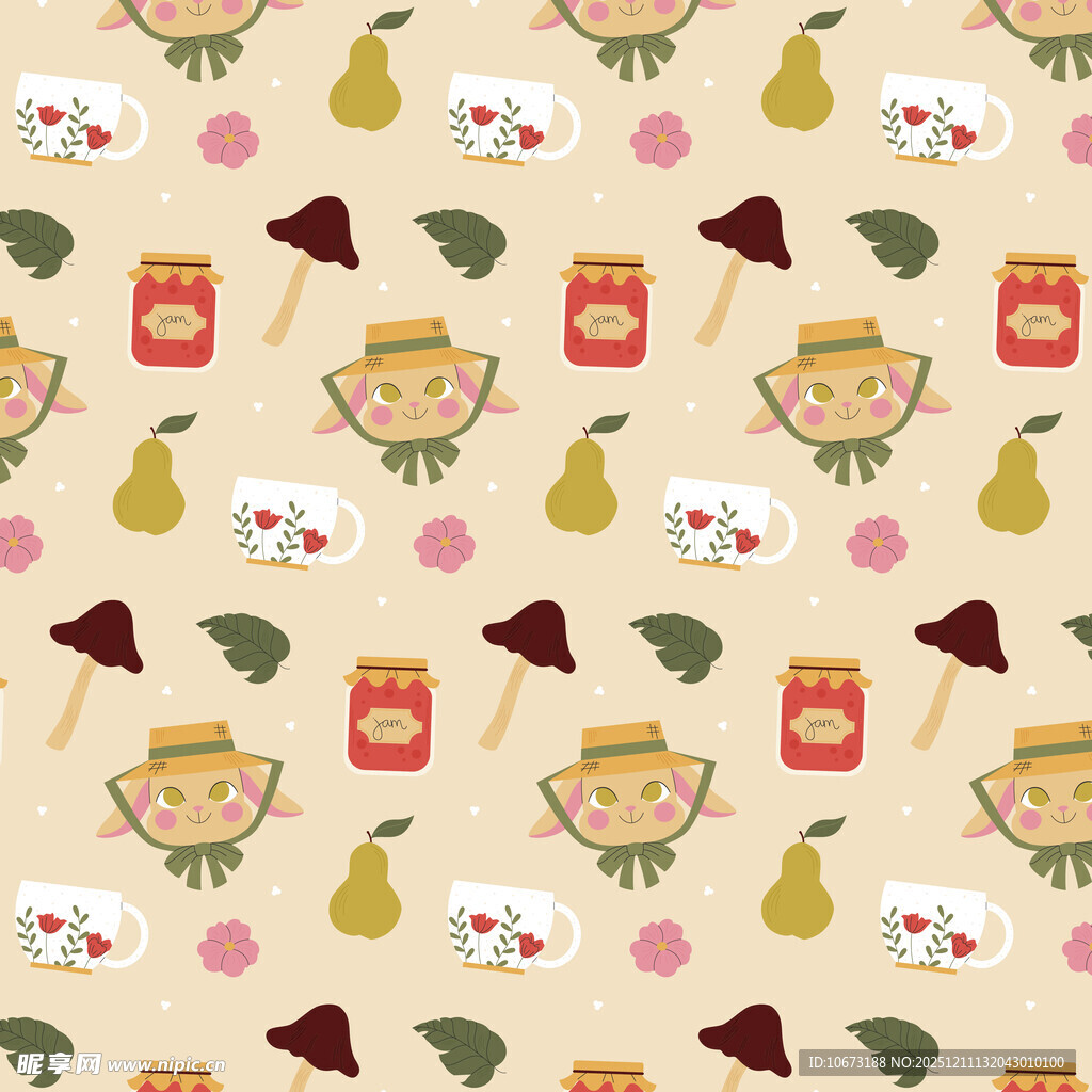 水果厨具图案无缝背景图