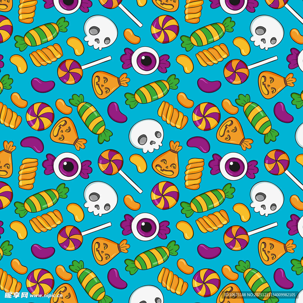 多彩万圣节糖果图案背景