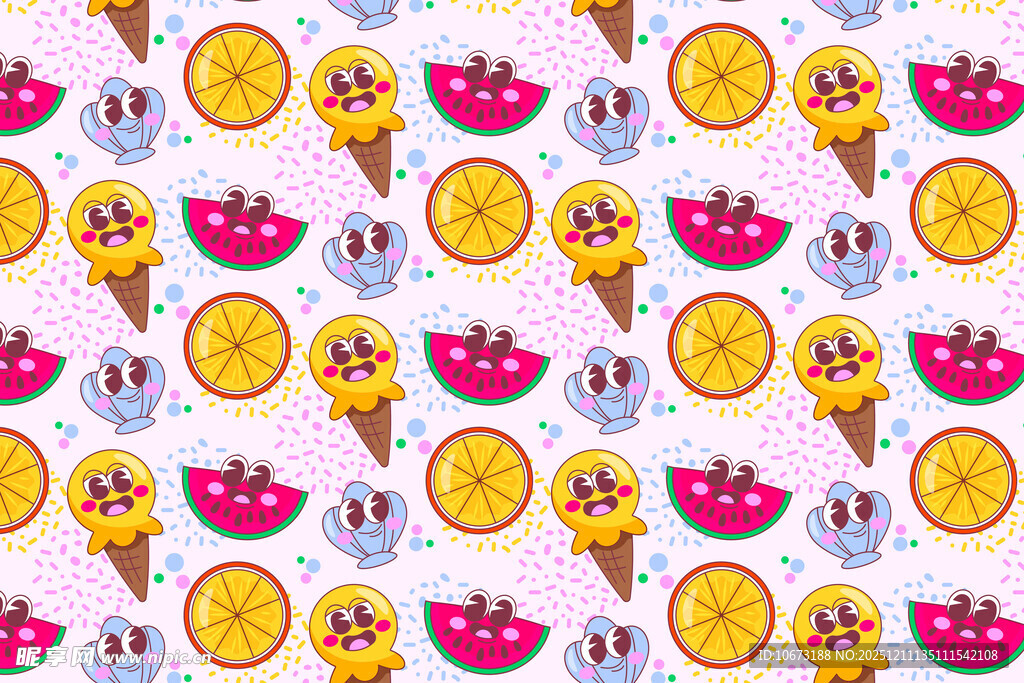 多彩冰淇淋水果图案背景