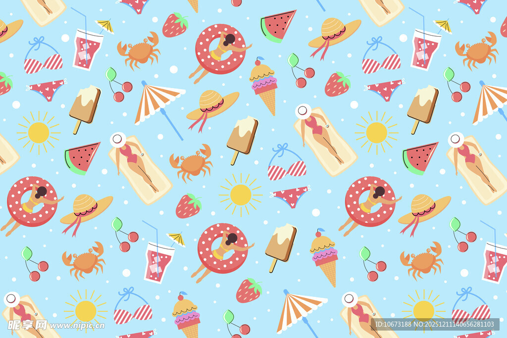 夏日缤纷甜品图案背景