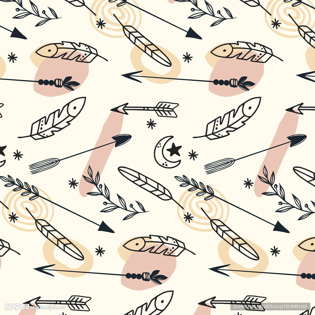 波西米亚风羽毛箭头图案