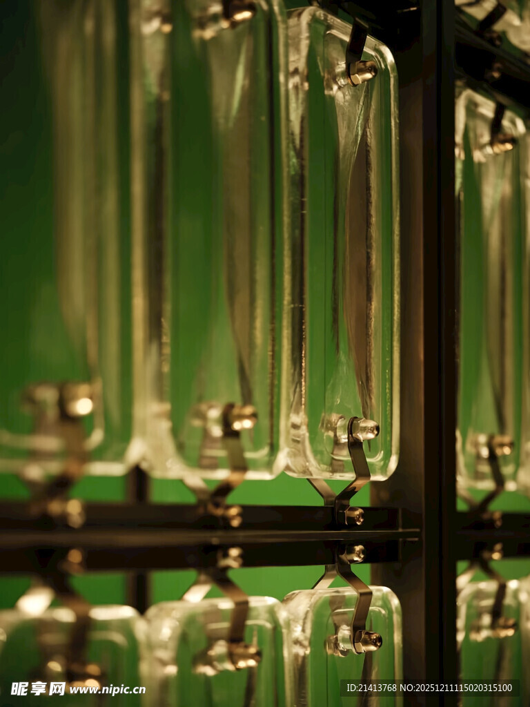 排列整齐的透明玻璃器皿