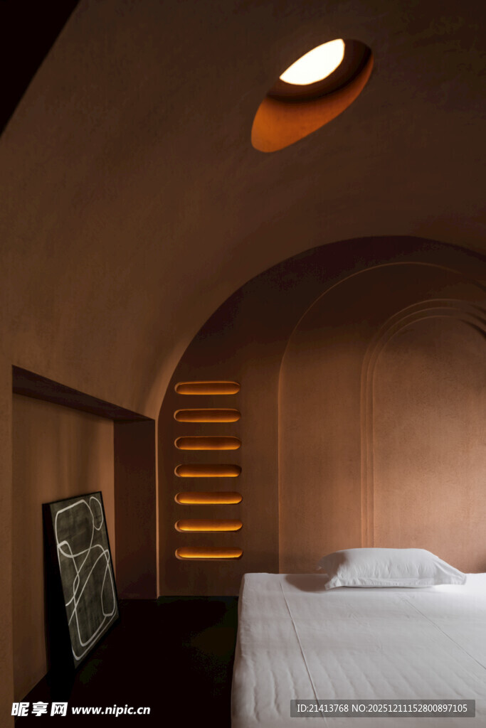 现代简约风弧形卧室空间