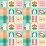 可爱兔子花卉拼接图案