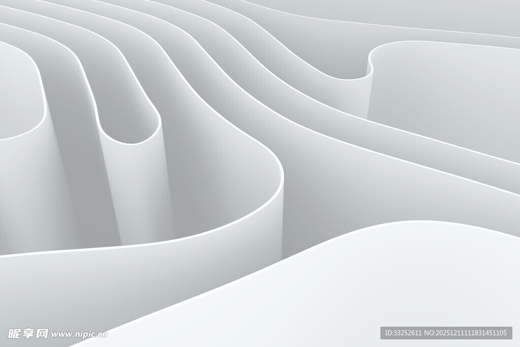 白色立体波浪抽象图案
