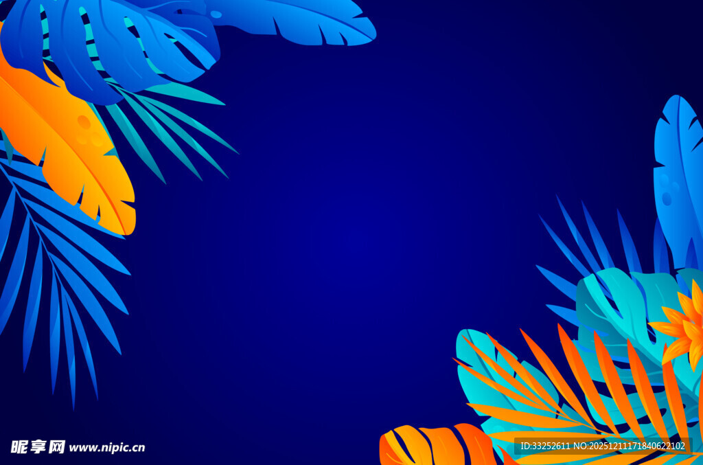 多彩热带植物背景图案