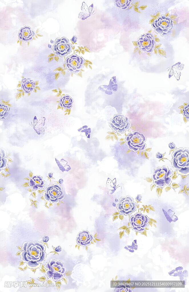 淡紫色花卉水彩背景图案