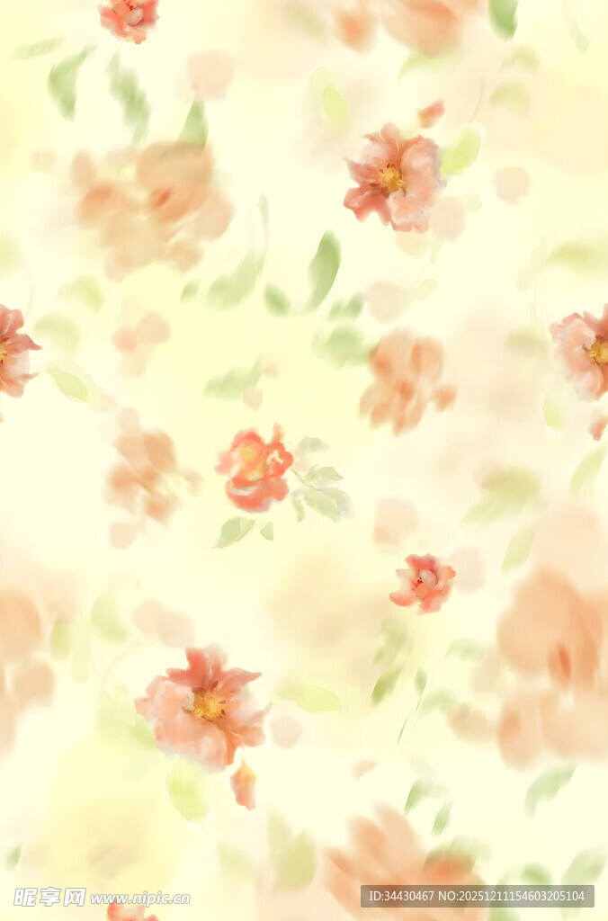 清新花卉水彩背景图案