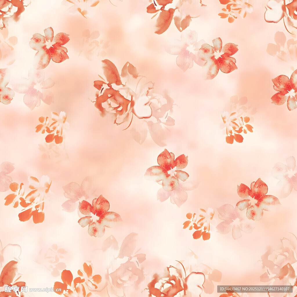 粉色花卉图案布料纹理