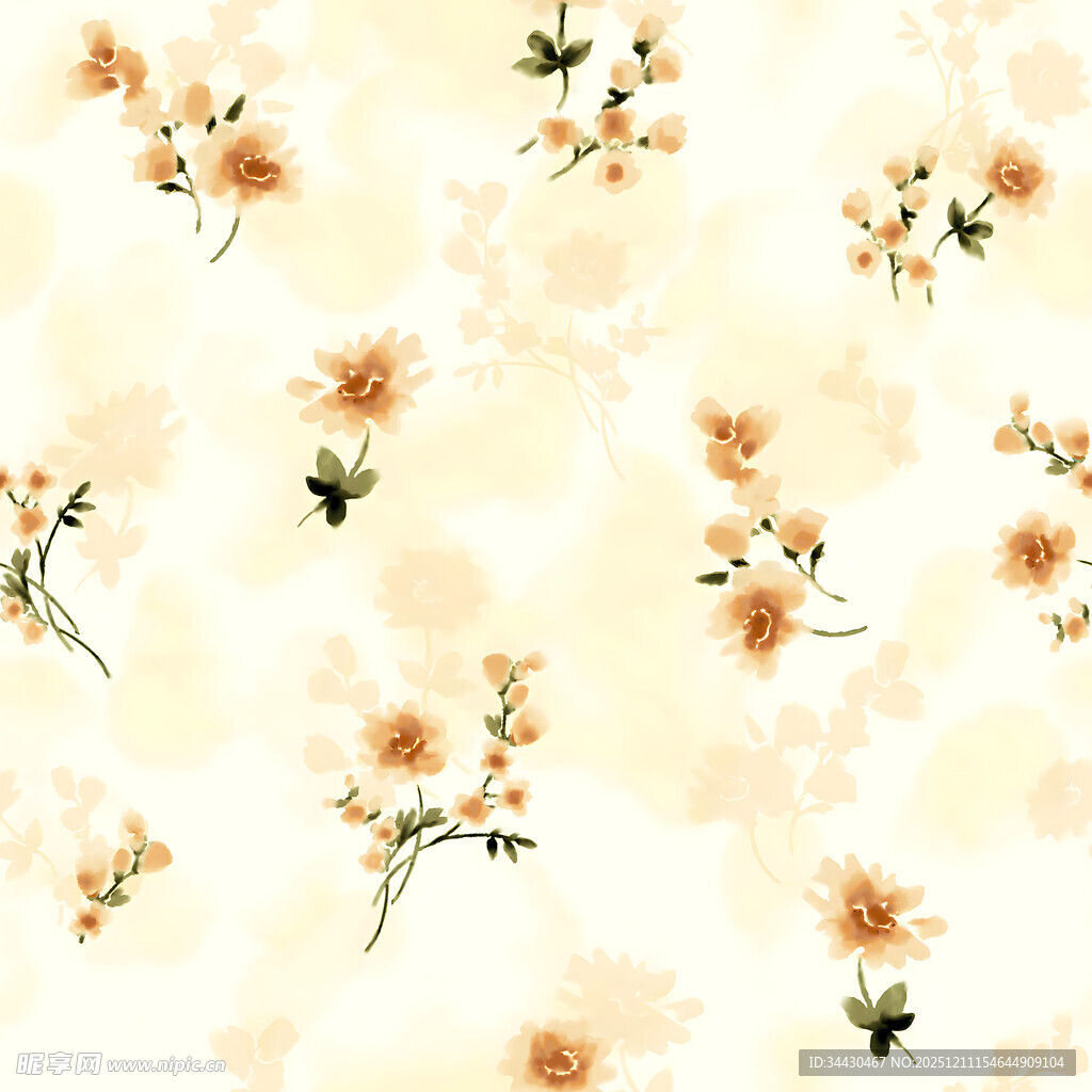 淡雅花卉水彩图案背景