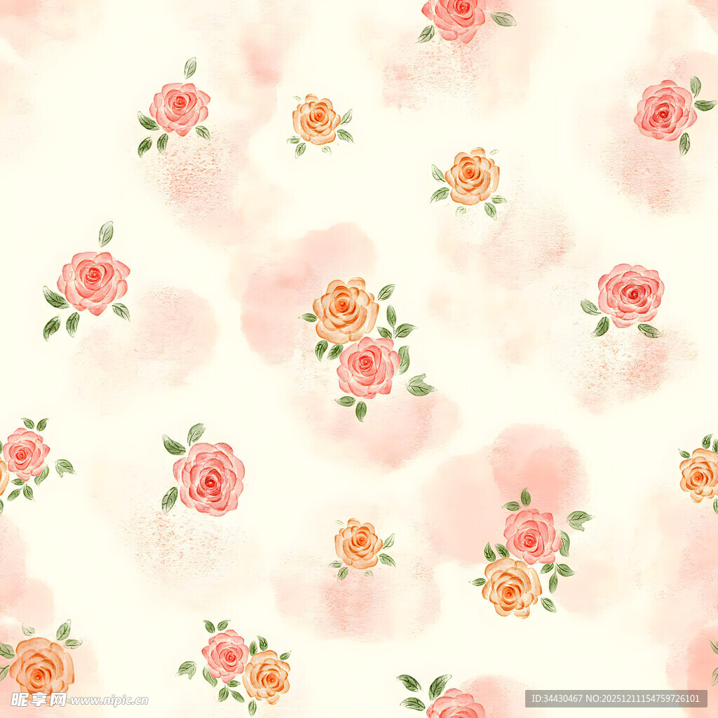 粉色花卉水彩风背景图案