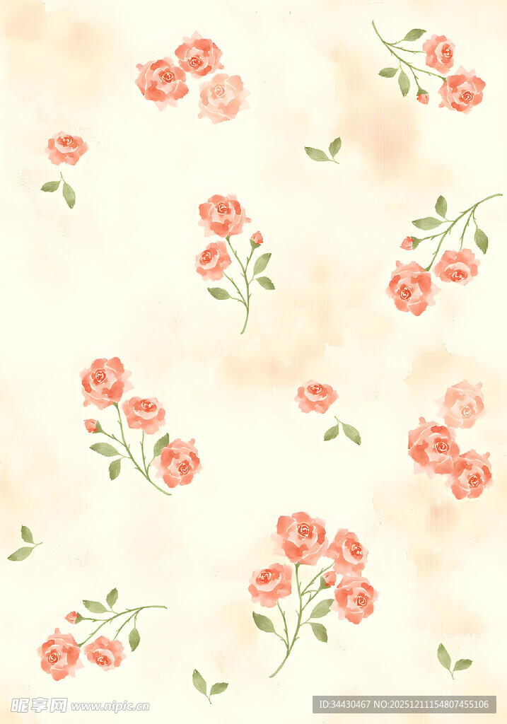 手绘粉色花卉背景图案