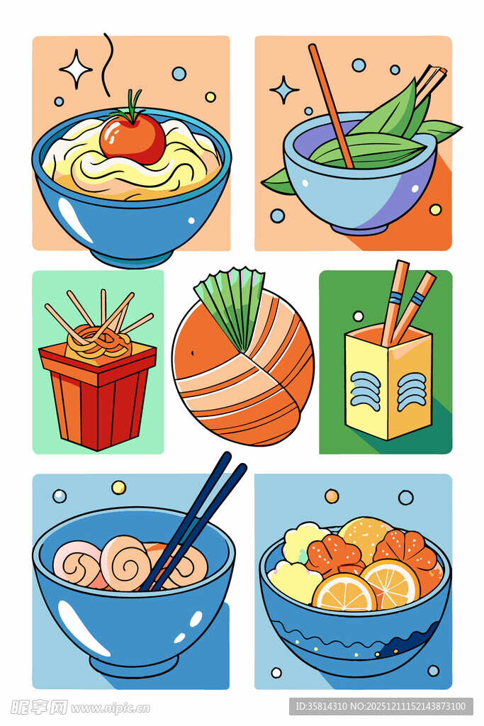 多彩美食插画