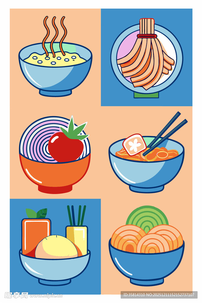 多彩美味面食组合展示