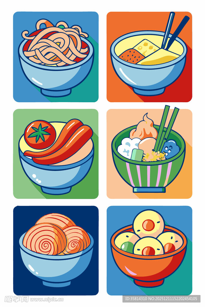 多样中式美食碗装展示