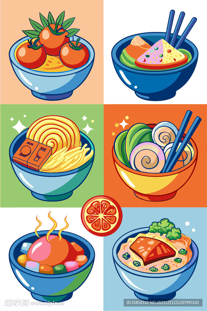多彩美味面食插画集