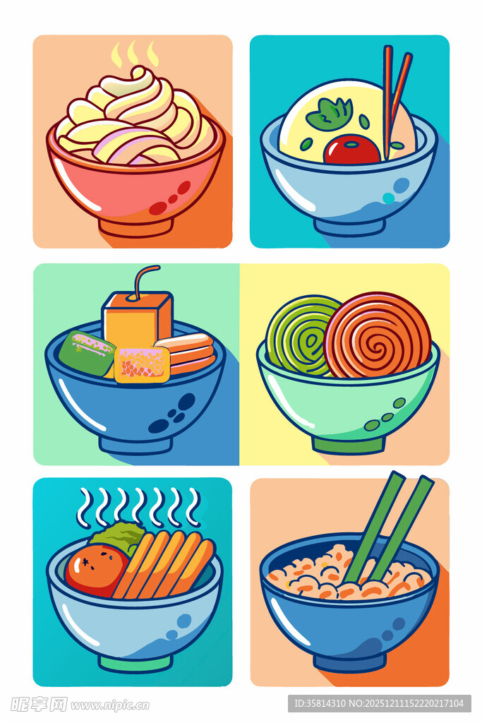 多彩美食插画诱人餐食集合