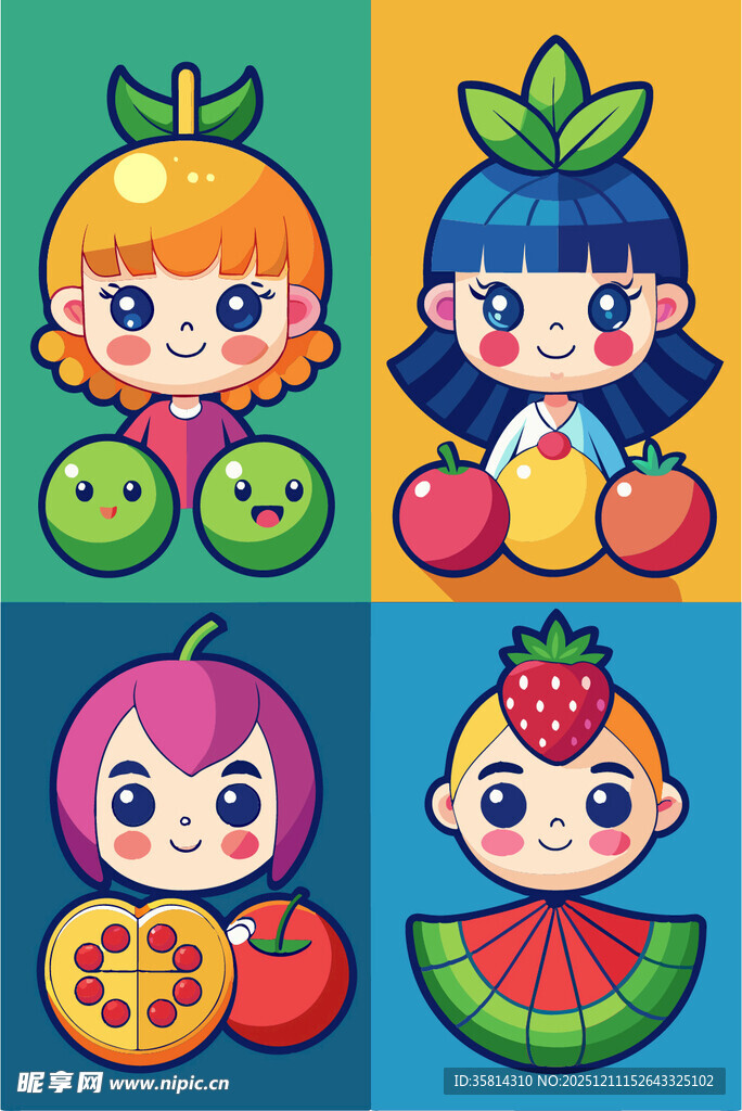 可爱水果卡通人物形象