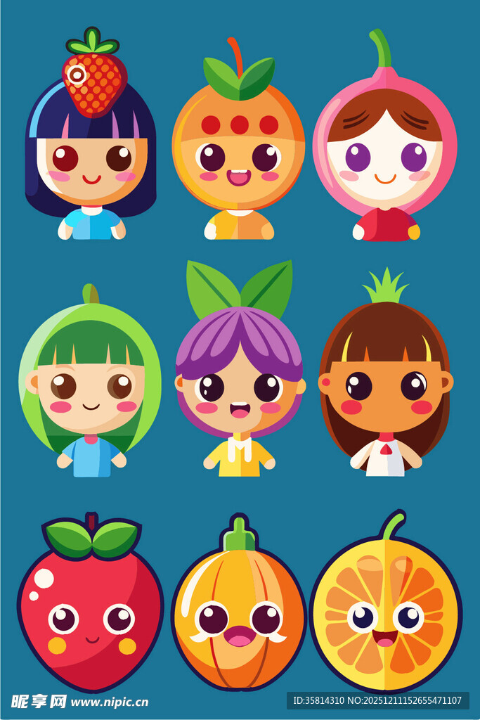 可爱水果拟人卡通角色