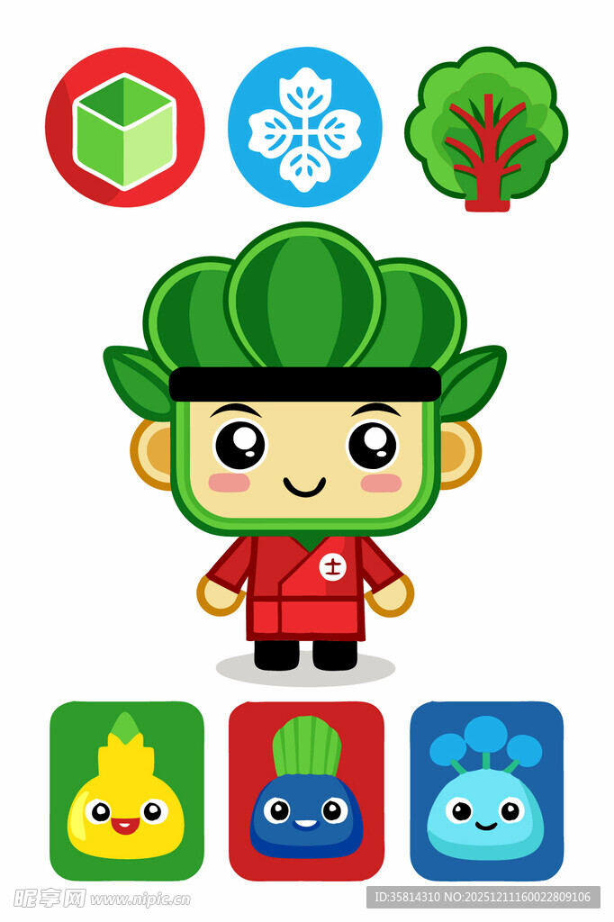 卡通角色与多彩图标集合