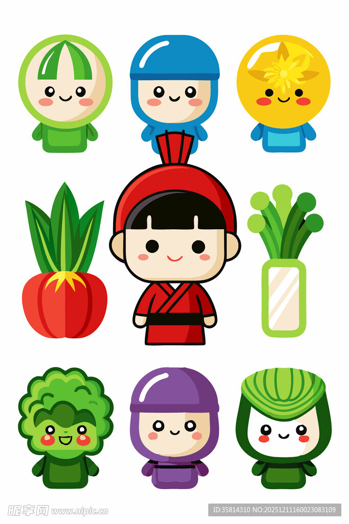 卡通人物与蔬菜可爱形象