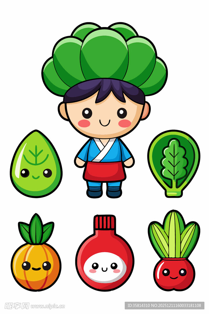 蔬菜卡通形象与小厨师