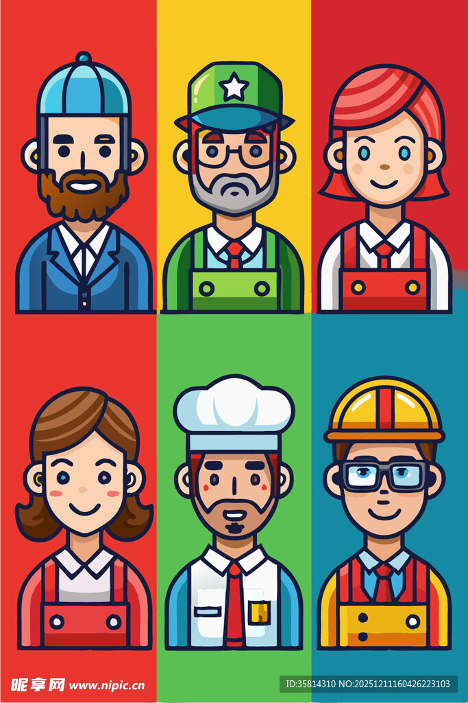 卡通风格厨师与角色头像