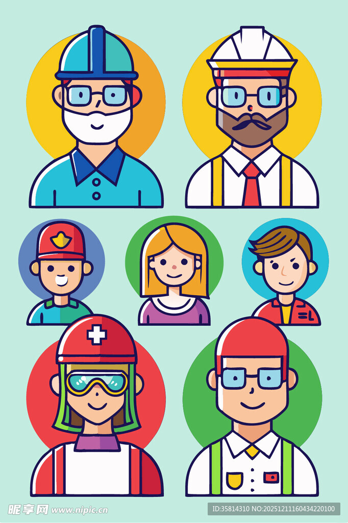 多样职业人物插画