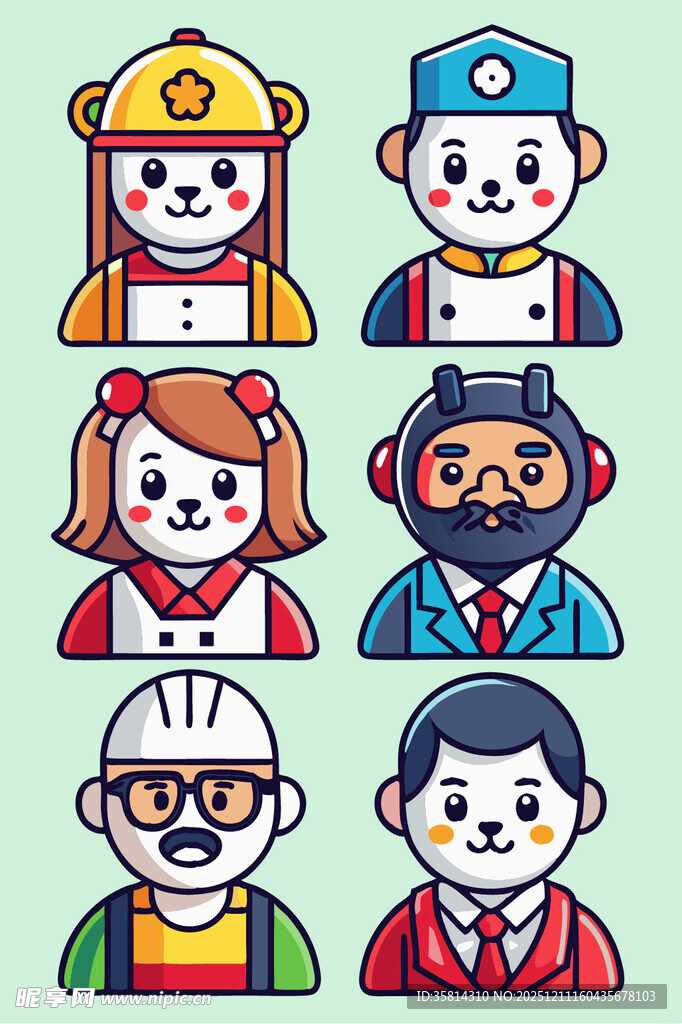 多样职业卡通人物形象