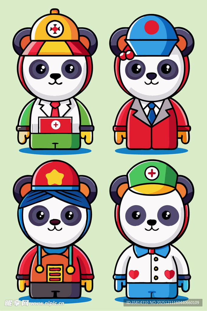 熊猫职业角色形象展示