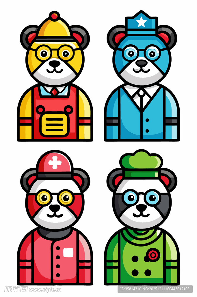 卡通动物工人形象集合