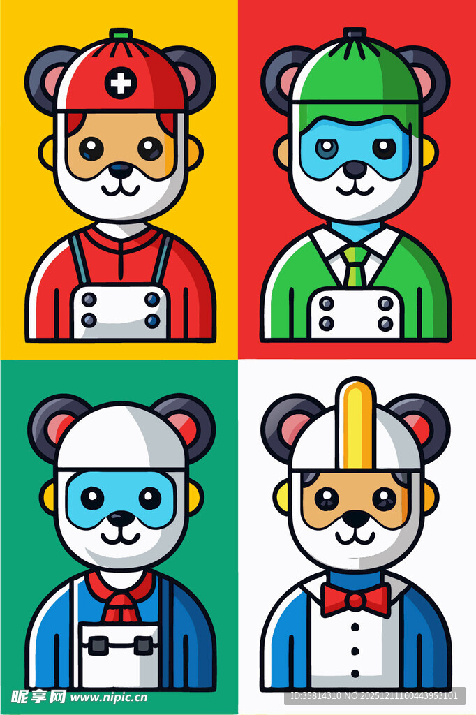 卡通动物厨师形象集合