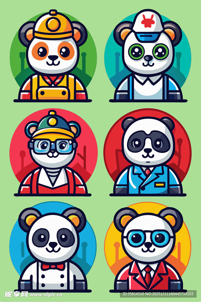 熊猫化身多样职业形象