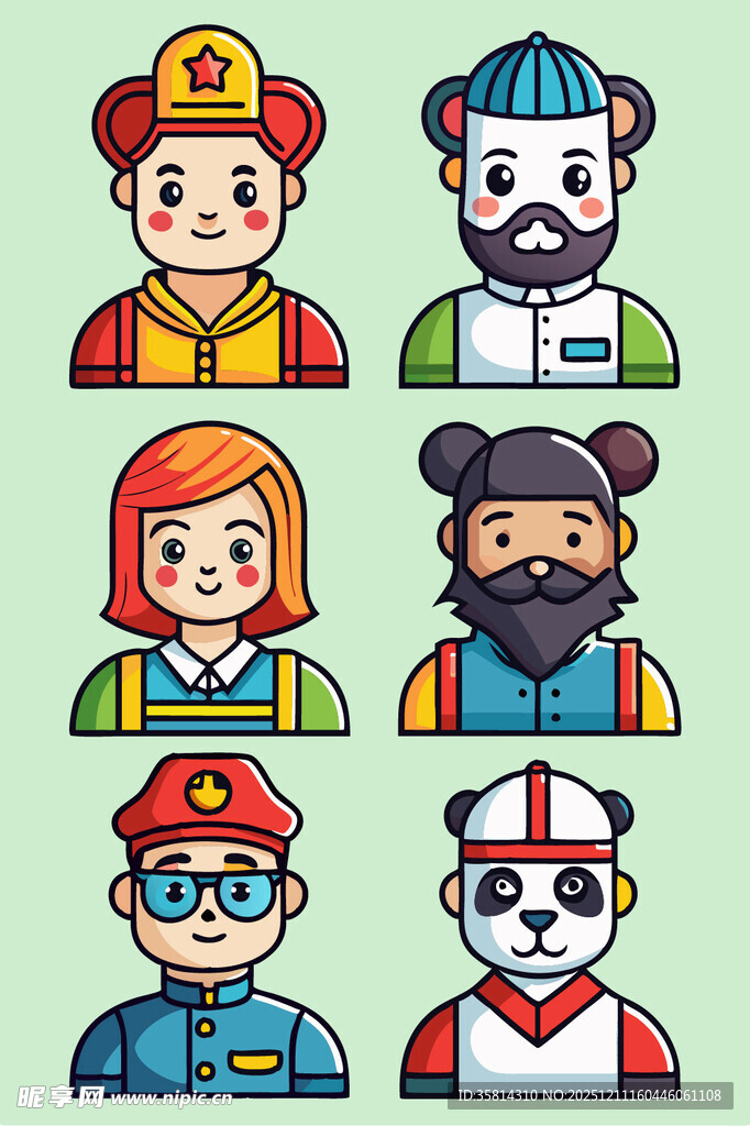 多样职业卡通人物形象
