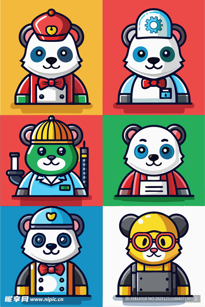 卡通熊猫职业角色形象