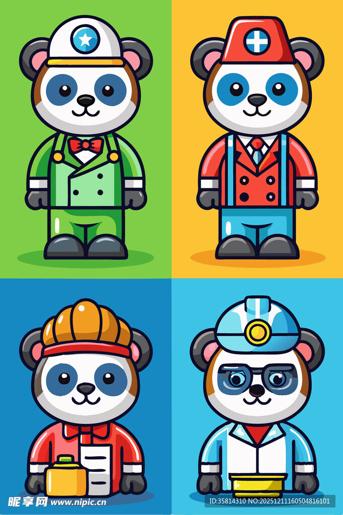 熊猫卡通角色制服形象