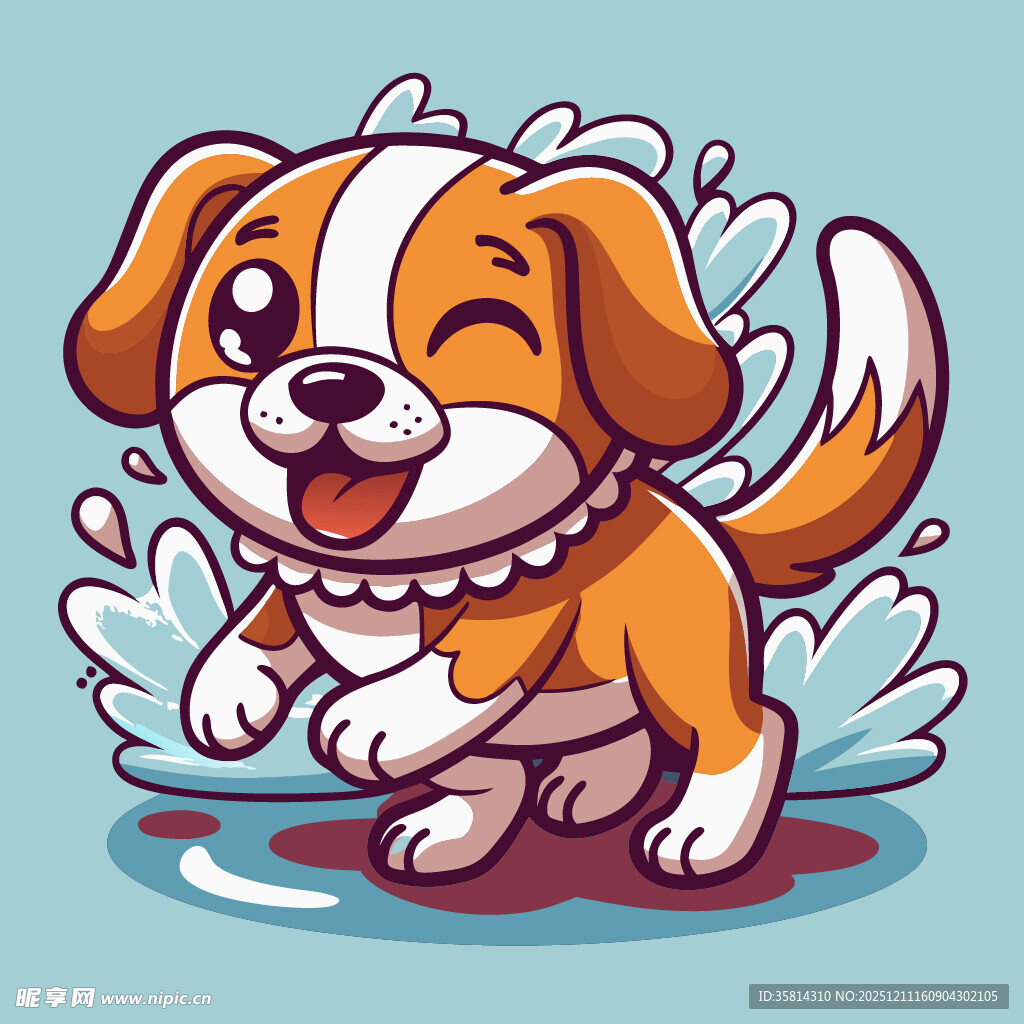 欢快小狗在水中嬉戏