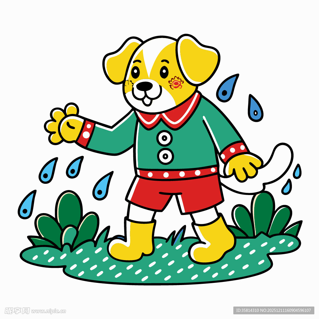 雨中欢快的小狗