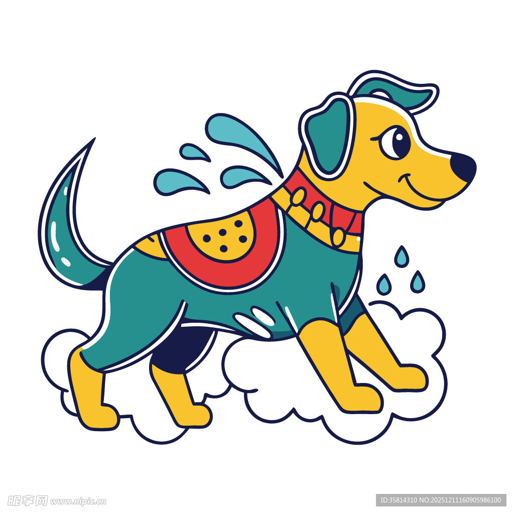 欢快小狗奔跑溅起水花